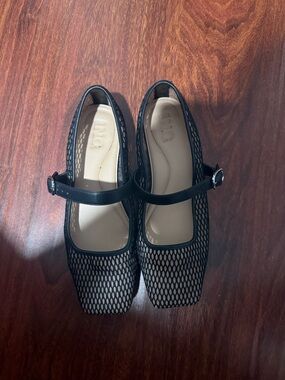 Black Mesh Mary Jane Flats